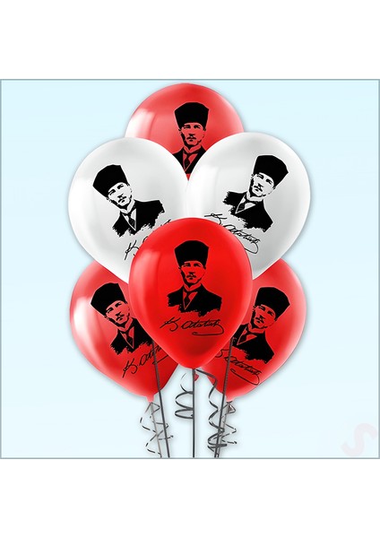 Atatürk Baskılı Pastel Balon, 30CM x 8 Adet