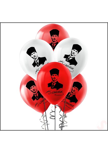 Atatürk Baskılı Pastel Balon, 30CM x 8 Adet