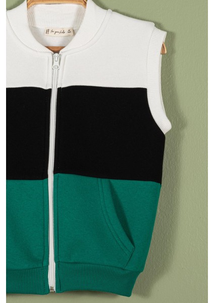 Fermuarlı Garnili Kanguru Cep Yeşil Kız Çocuk Yelek fiyatları