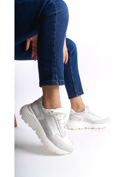 Kadın Deri Spor Ayakkabı & Sneaker Bej -MCRGN6051-BJ