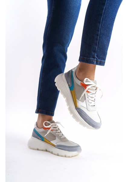 Mubiano Hakiki Deri Collection Kadın Spor Ayakkabı & Sneaker Gri -MCRGN6051-GR