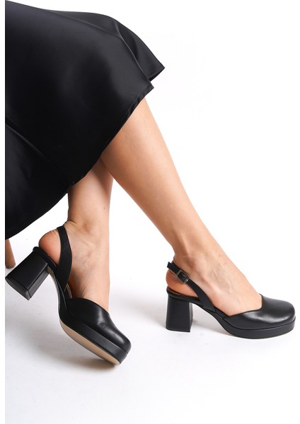 Kadın Topuklu Deri Ayakkabı Siyah -MCALM831-S fiyatları