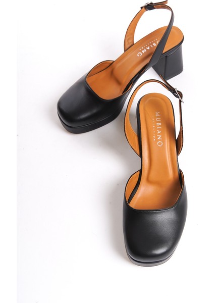 Kadın Topuklu Deri Ayakkabı Siyah -MCALM831-S fırsatları