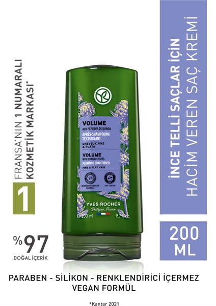 Yves Rocher Ince Telli Saçlar Için (Volume) Hacim Veren Saç Kremi - VEGAN-200 ml