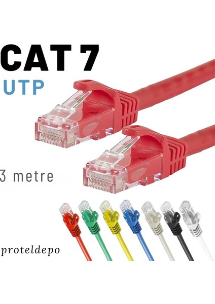 Irenıs 3 Metre Cat7 Kablo Ethernet Network Internet Lan Ağ Kablosu