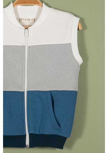 Fermuarlı Garnili Kanguru Cep Mavi Kız Çocuk Yelek fiyatları