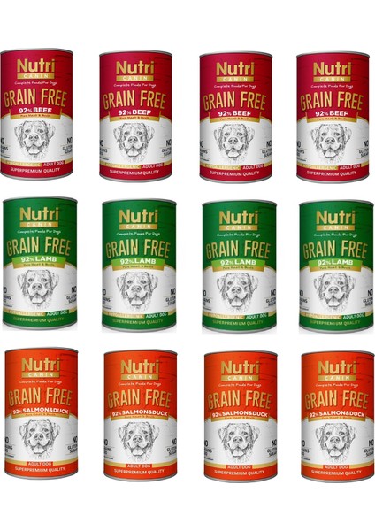 Tahılsız 3 Çeşit Karma Köpek Konserve 400 Gr. x 12 Adet