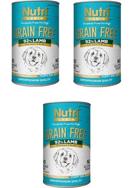 Nutri Canin Puppy Tahılsız Kuzu Etli Yavru Köpek Konserve 400 Gr. x 3 Adet