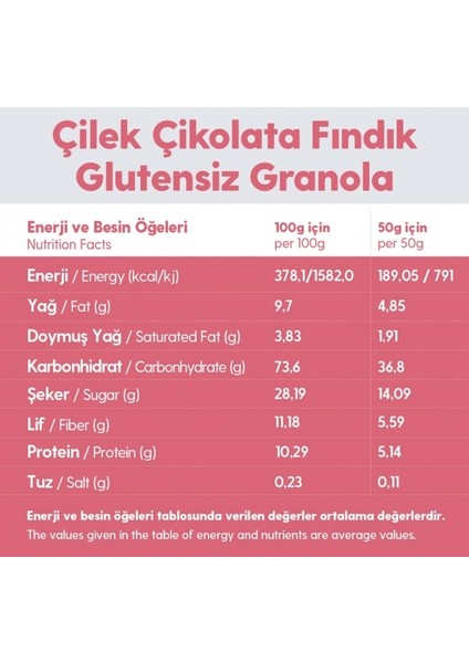 5 Paket Çikolata Çilek Fındık Glutensiz Ilave Şekersiz Vegan Granola 100gr