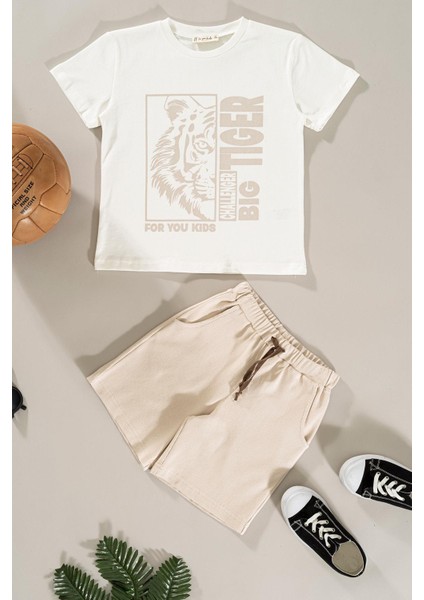 Kaplan Baskılı Taş Tshirt Şort Takım