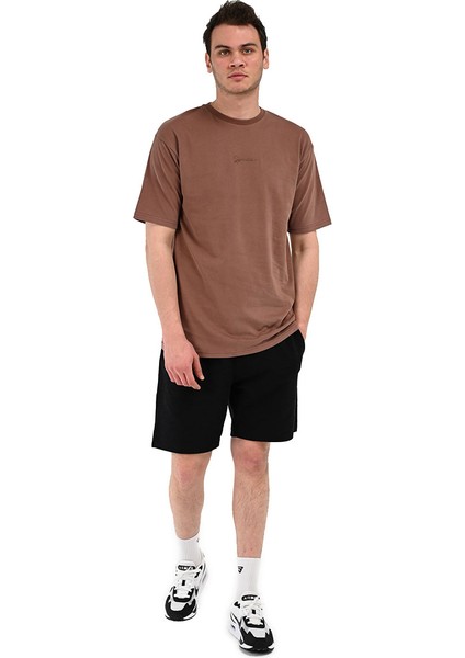 Nove Erkek Kahverengi Günlük Stil T-Shirt 24YETL18D06-KHV modelleri
