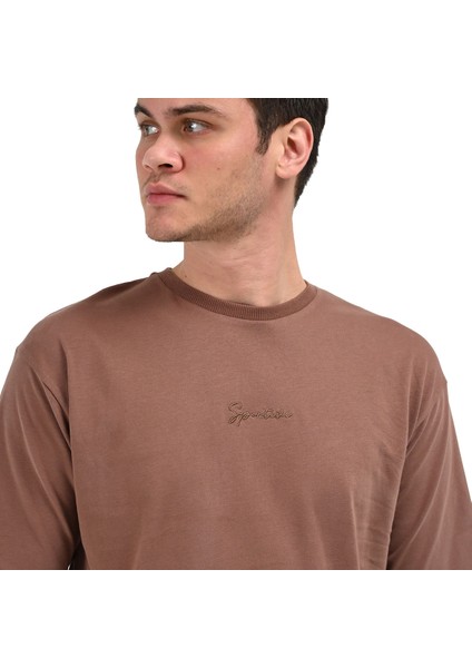 Nove Erkek Kahverengi Günlük Stil T-Shirt 24YETL18D06-KHV indirimleri