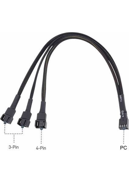 1 To 3 Çoğaltıcı 25CM Fan Uzatma Kablosu Y Tip 4 Pin 3 Pin Bilgisayar Kasa Anakart Ekran Kartı Soğut