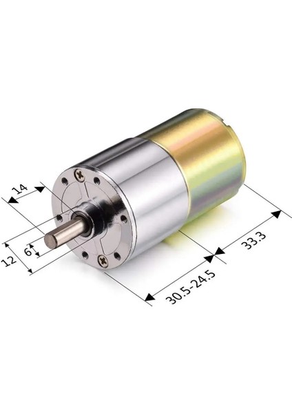 ZGA37RG 12V 37MM 10RPM Redüktörlü Dc Motor Metal Dişli Yüksek Tork Kuvvet Robot Oyuncak Rc Araba