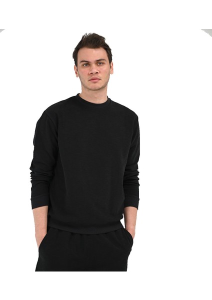 Sottile Erkek Siyah Günlük Stil Sweatshirt 24YETL13D08-SYH