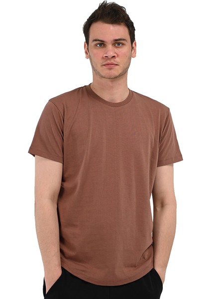 Ognian Erkek Kahverengi Günlük Stil T-Shirt 24YETL18D05-KHV