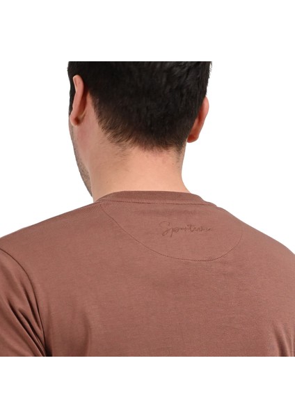Ognian Erkek Kahverengi Günlük Stil T-Shirt 24YETL18D05-KHV indirimleri