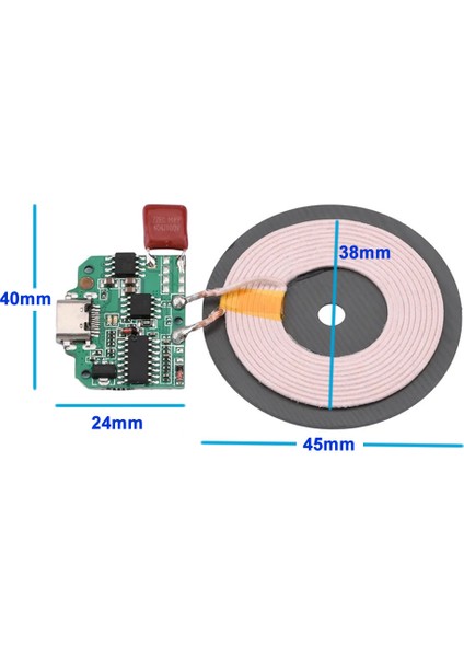 Kablosuz Şarj Modülü Type C 15W 5V 1A 9V 1.5A Mobil Akıllı Telefon Oyuncak Pil Şarj Qı Wpc V1.2.3