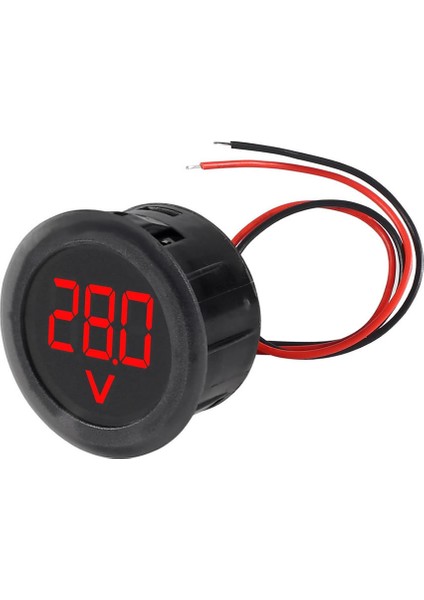 4-100V Dc Voltmetre Yuvarlak Panel Tip Montajlanabilir Dijital Kırmızı Renk LED Ekran Voltaj Izleme