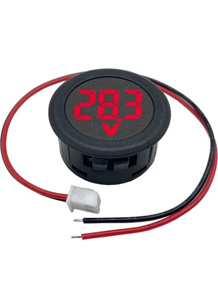 4-100V Dc Voltmetre Yuvarlak Panel Tip Montajlanabilir Dijital Kırmızı Renk LED Ekran Voltaj Izleme