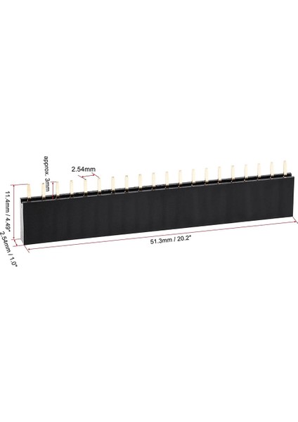 20 Pin Tek Sıra Dişi Header 180 Derece 1X20 Pin 2.54MM Soket Konnektör Breadboard Pcb Devre Bağlantı