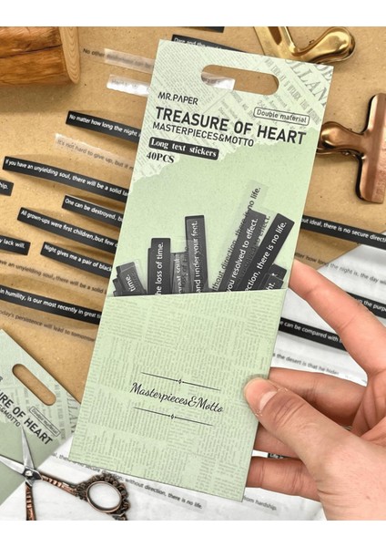 Treasure Of Heart Serisinden Masterpıeces & Motto 40 Adet Ingilizce Yazılı Paket Sticker çıkartma