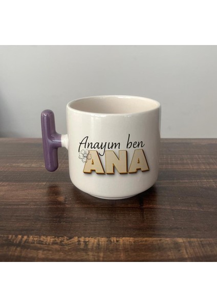 Anayım Ben Ana Baskılı Mor Kulplu T Kupa fiyatları