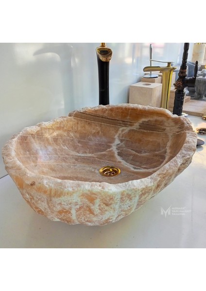 Bal Onyx Mermer Doğal Kayık Lavabo