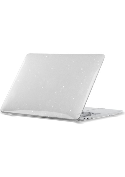 Macbook Air Kılıf 15 inç M2-M3, Simli Kristal Parlak (TouchID'li Air 15.3") A2941 A3114 ile Uyumlu