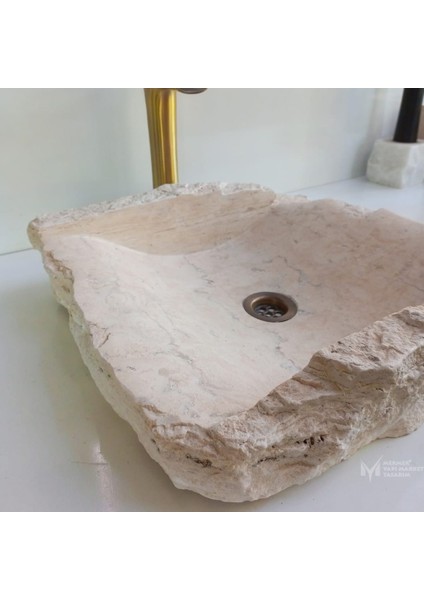Light Traverten Doğal Kare Dizayn Lavabo fırsatları