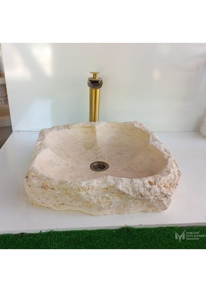 Light Traverten Doğal Tasarım Papatya Lavabo modelleri
