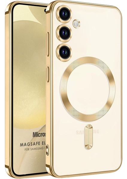Samsung Galaxy S23 Fe Kılıf Magsafe Luxury Electroplate Gold