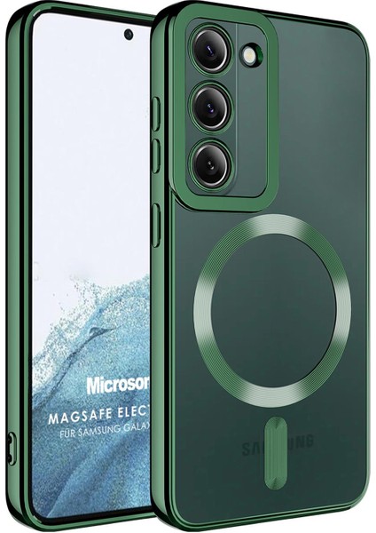 Samsung Galaxy S22 Plus Kılıf Magsafe Luxury Electroplate Koyu Yeşil
