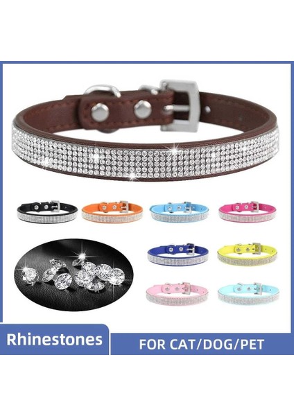 Haki Tarzı L Boyutu Kristal Glitter Rhinestones Evcil Hayvan Tasması Deri Köpek Kolye Yaka Küçük Orta Büyük Köpekler Kedi Chihuahua Pug Aksesuarları (Yurt Dışından) fiyatları