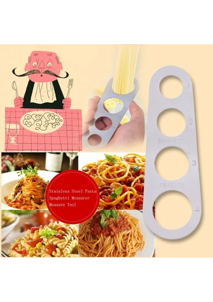 Gümüş Tarzı Kolay Takas Makarna Cetvel Ölçme Aracı Paslanmaz Çelik Spagetti Ölçer Pişirme Malzemeleri Kontrol Araçları Mutfak Gadget'ı (Yurt Dışından)