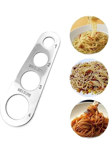 Yaci Shop Gümüş Tarzı Çelik Spagetti Ölçer Pişirme Malzemeleri Kontrol Araçları Makarna Cetvel Ölçme 4 Servis Aracı Porsiyon Mutfak Gadget D0Y7 (Yurt Dışından)