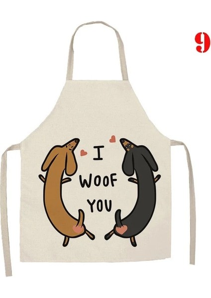 No.9 Tarzı 47X38CM Çocuk Boyutu Mutfak Önlüğü Karikatür Sevimli Köpek Baskılı Kolsuz Pamuk Keten Önlükler Erkekler Kadınlar Için Ev Temizlik Araçları Tablier Mutfağı Delantal (Yurt Dışından)