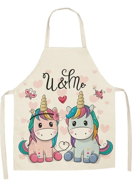 No.11 Stili 47X38CM Çocuk Unicorn Mutfak Önlüğü Karikatür Ebeveyn-Çocuk Kolsuz Önlük Pamuk Keten Önlükleri Yetişkin Ev Temizleme Araçları Önlükler Için (Yurt Dışından)
