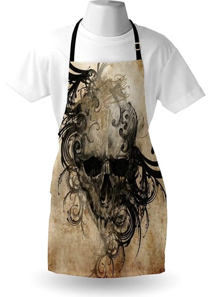 ENY00533 Stili 38X50CM Dövme Önlük El Yapımı Bir Kafatası Görüntüsü Baskı Kadın Erkek Çocuklar Pişirme Mutfak Önlüğü Etrafında Tribal Çiçek Gibi Tasarımlar (Yurt Dışından) fırsatları