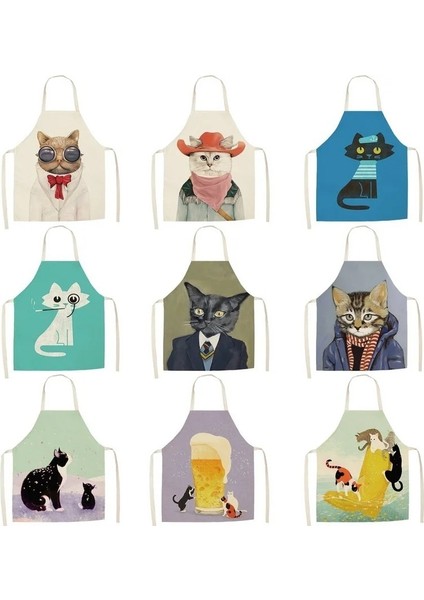 No.6 Tarzı 68X55CM Yetişkin Boyutu Yaratıcı Karikatür Kedi Desenli Önlük Mutfak Önlüğü Için Kuaför Önlükleri Kadınlar Için Ürünler Ev Mutfak Özelleştirilebilir Önlük (Yurt Dışından)