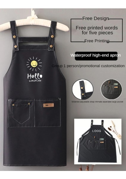 Ben Stil Basit Unisex Önlük Kadın Yetişkin Ev Pişirme 2 Bel Cepler ile Kahve Dükkanı Önlükleri Giysi Su Geçirmez Yaz Önlük Erkekler (Yurt Dışından)