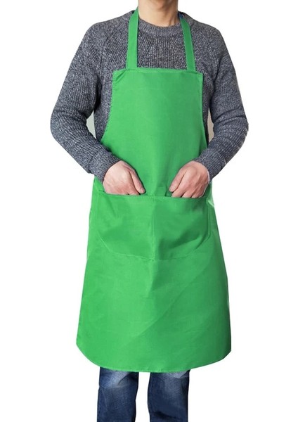 Açık Yeşil Tarzı Cepli Kadınlar Için Su Geçirmez Önlük Düz Renk Mutfak Restoran Yemek Dükkanı Sanat Eseri Önlük Kore Garson Önlükleri (Yurt Dışından)