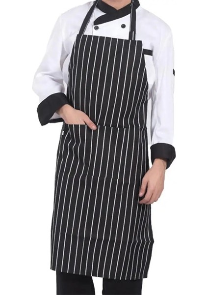 C Stili Bayan Erkek Pişirme Şef Mutfak Restoran Barbekü Önlük 2 Cep Ayarlanabilir Yetişkin Önlük Garson Önlük ile Elbise Mutfak Aşçı Önlüğü (Yurt Dışından)