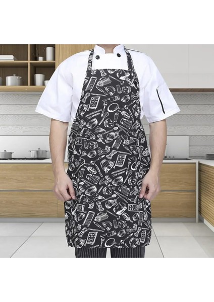 C Stili Bayan Erkek Pişirme Şef Mutfak Restoran Barbekü Önlük 2 Cep Ayarlanabilir Yetişkin Önlük Garson Önlük ile Elbise Mutfak Aşçı Önlüğü (Yurt Dışından)