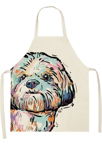 Cjwq3-7 Stili 55X68CM Yetişkin Boyutu 1 Adet Erkek Kadın Köpek Baskılı Kolsuz Mutfak Hogar Önlük Ev Temizleme Toolze Cmcm Önlükleri Tablier Mutfağı (Yurt Dışından)