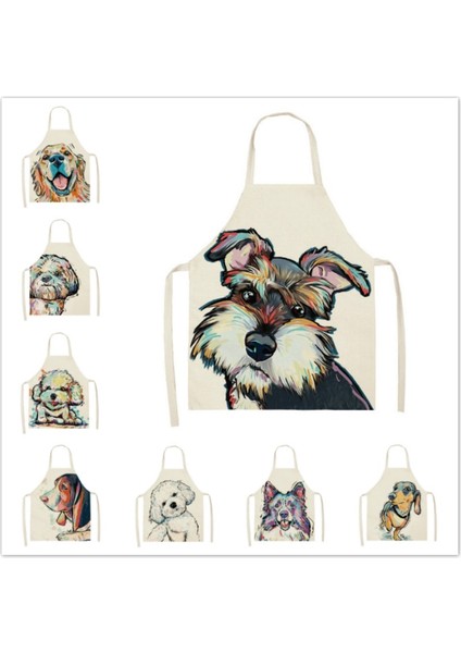Cjwq3-7 Stili 55X68CM Yetişkin Boyutu 1 Adet Erkek Kadın Köpek Baskılı Kolsuz Mutfak Hogar Önlük Ev Temizleme Toolze Cmcm Önlükleri Tablier Mutfağı (Yurt Dışından)