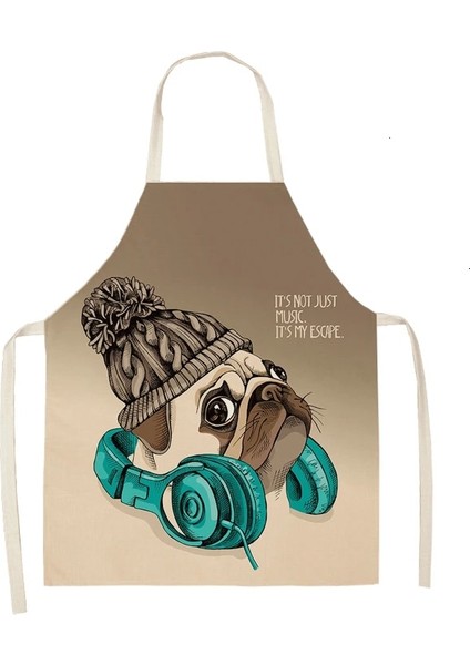 CJWQ22-7 Stili 38X47CM Çocuk Boyu Sevimli Köpek Pug Baskılı Kolsuz Önlük Mutfak Önlükleri Hayvan Kadın Ev Pişirme Pişirme Bel Önlüğü Önlük cm Çocuklar Önlük (Yurt Dışından)