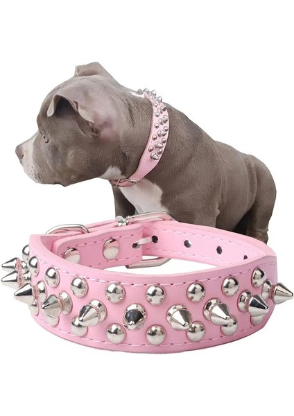 Pembe Tarzı Xl Boyutu Anti-Bite Çivili Çivili Pet Köpek Tasması Pu Deri Köpekler Için Spor Yastıklı Bulldog Pug Köpek Büyük Köpek Tasmaları Evcil Hayvan Malzemeleri (Yurt Dışından) fiyatları