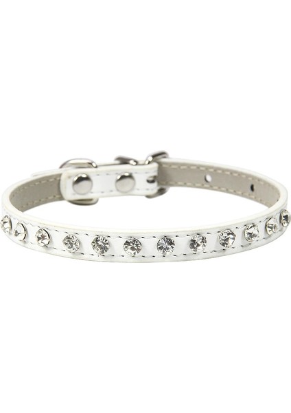 Beyaz Stil Xs Boyutu Pembe Ayarlanabilir Pet Yaka Rhinestones ile Kediler Köpekler Yaka Deri Dekorasyon Lüks Elmas Köpek Kolye Pet Küçük Köpekler Için (Yurt Dışından)