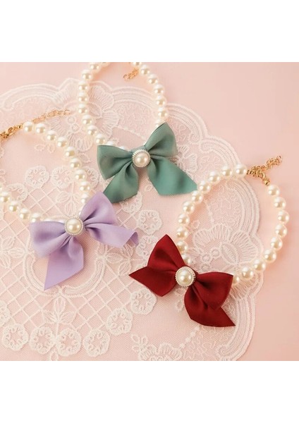 Mor Tarzı 25-31CM Köpek Tasması Sevimli Ayarlanabilir Yavru Köpek Çan Kolye Takı Inci Yay Evcil Hayvan Tasması Zarif Parti Elbise Yaka (Yurt Dışından) indirimleri